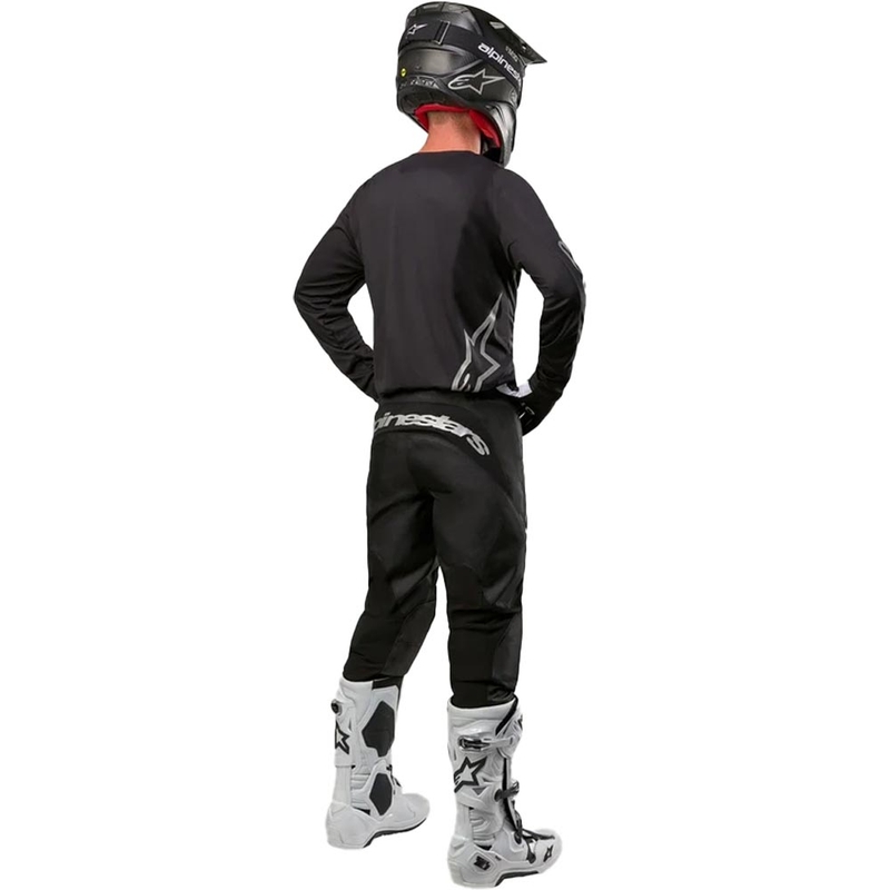 Pantalones de motocross Alpinestars Fluid Graphite negro-plata