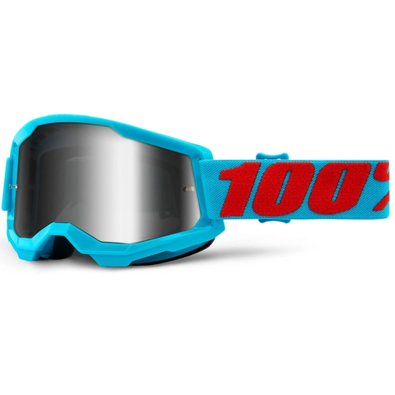 Gafas de motocross 100% STRATA 2 Summit azul (plexi espejado plateado)