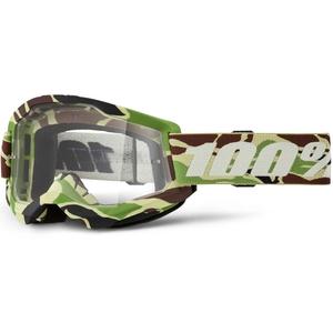 Gafas motocross 100% STRATA 2 New War Camo verde (plexi transparente)