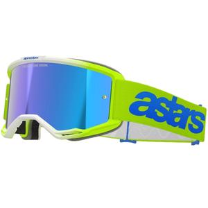 Gafas de motocross Alpinestars Vision 5 Blaze amarillo fluo-azul con plexi azul espejado