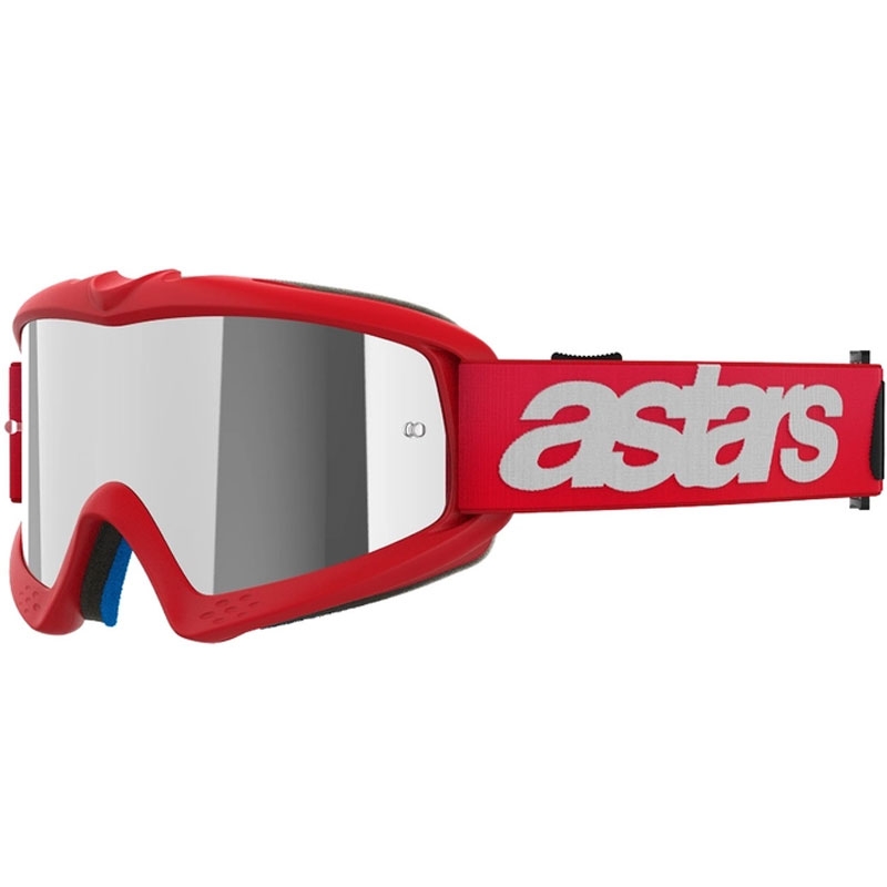 Gafas de motocross para niños Alpinestars Vision Youth Blaze rojas con lentes plateadas espejadas