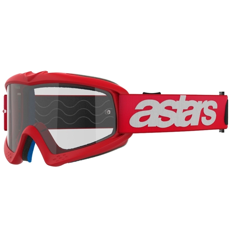 Gafas de motocross para niños Alpinestars Vision Youth Blaze rojas con lente transparente