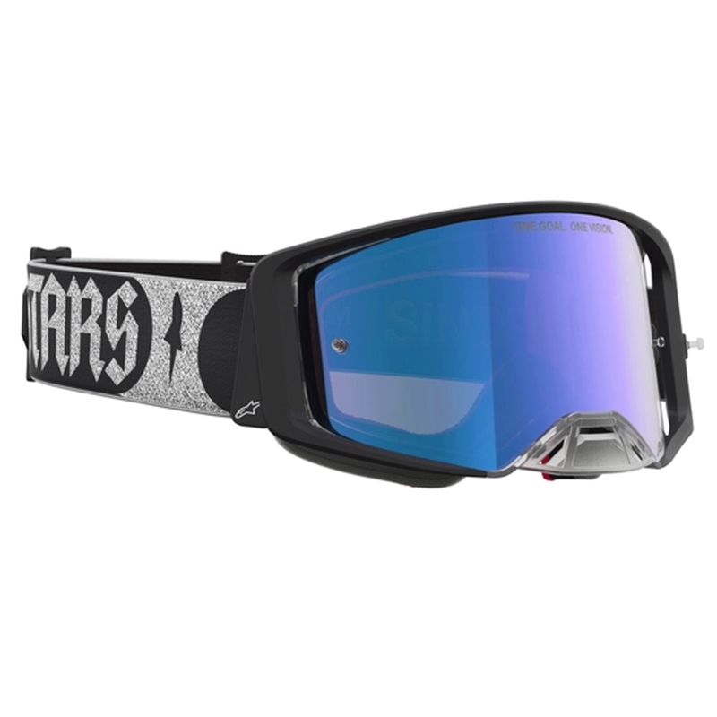 Gafas de motocross Alpinestars Supertech Atrox, color negro y plata.