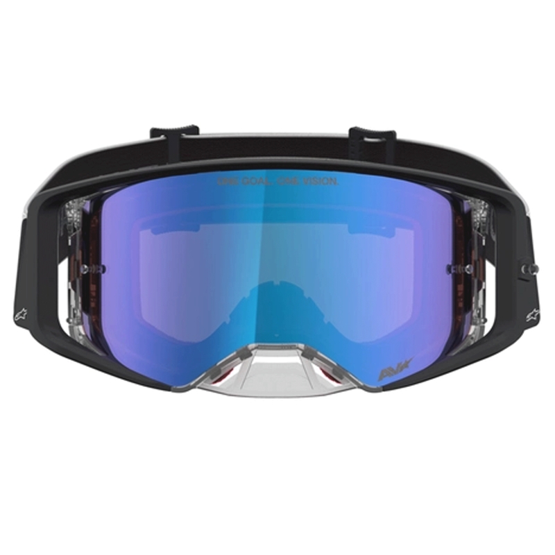 Gafas de motocross Alpinestars Supertech Atrox, color negro y plata.