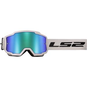 Gafas de motocross LS2 Charger H-V blancas con plexi iridium verde