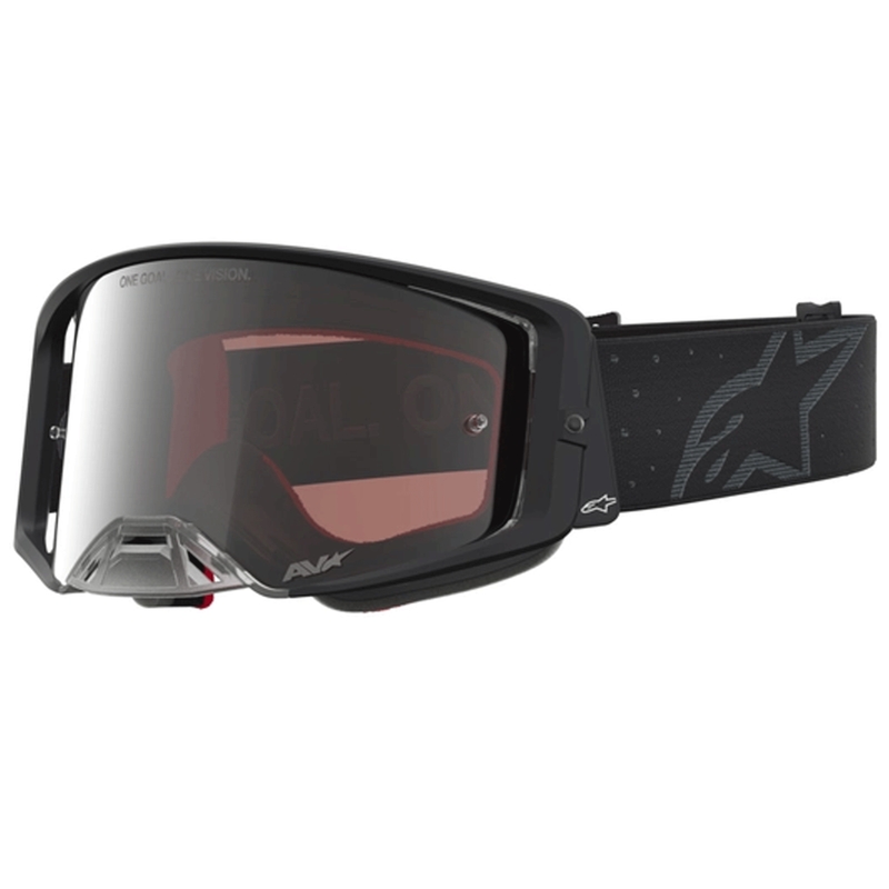 Gafas de motocross Alpinestars Supertech Cloak negras con plexiglás plateado espejado