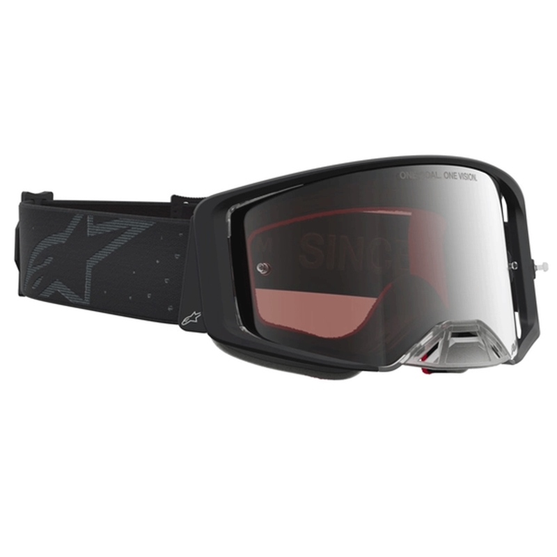 Gafas de motocross Alpinestars Supertech Cloak negras con plexiglás plateado espejado