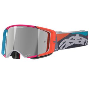 Gafas de motocross Alpinestars Supertech Stream gris-multicolor con lente plateada espejada