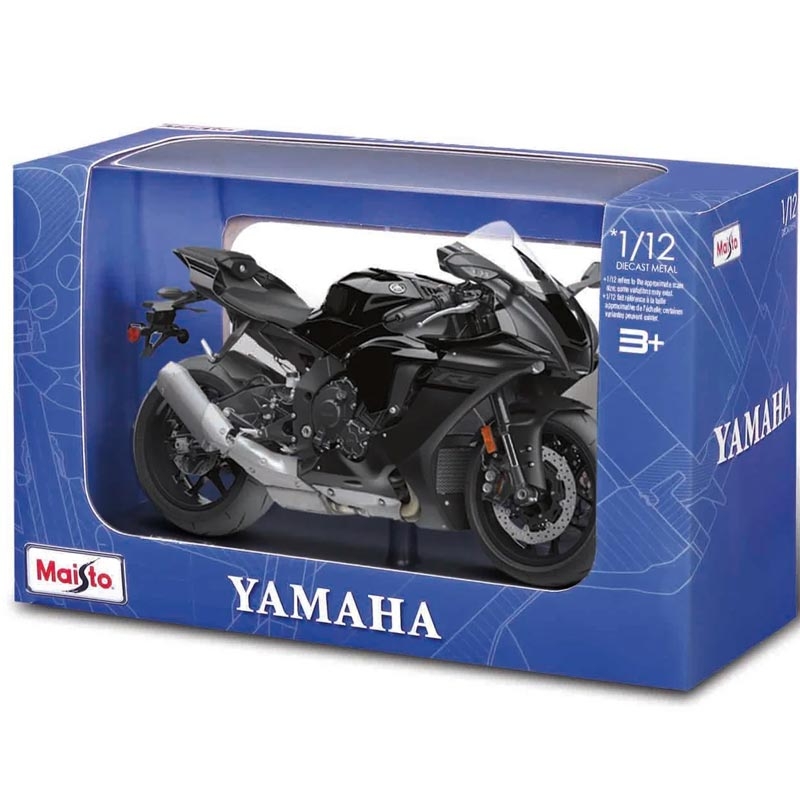 Maisto Yamaha YZF-R1, modelo de motocicleta a escala 1:12, color negro.