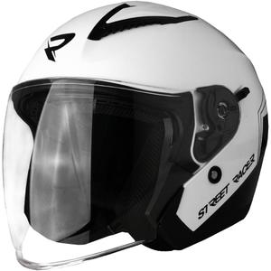 Casco de motocicleta abierto Street Racer Sonic blanco brillante-negro - II. calidad