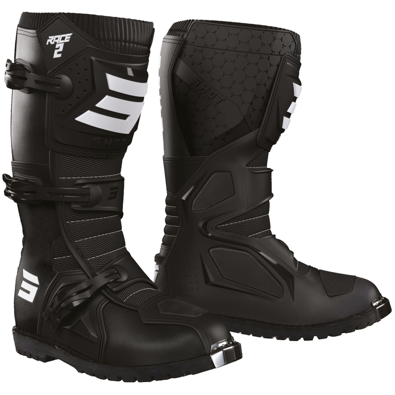 Botas de moto Shot Race 2 Enduro negras y blancas - 2.ª calidad - II. calidad