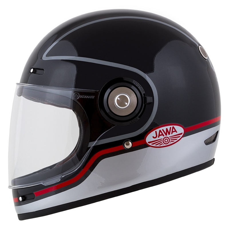Casco integral de motocicleta Cassida Fibre Jawa Sport negro-plata-rojo 2 - II. calidad