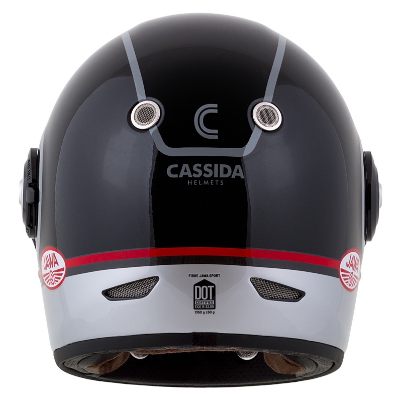 Casco integral de motocicleta Cassida Fibre Jawa Sport negro-plata-rojo 2 - II. calidad