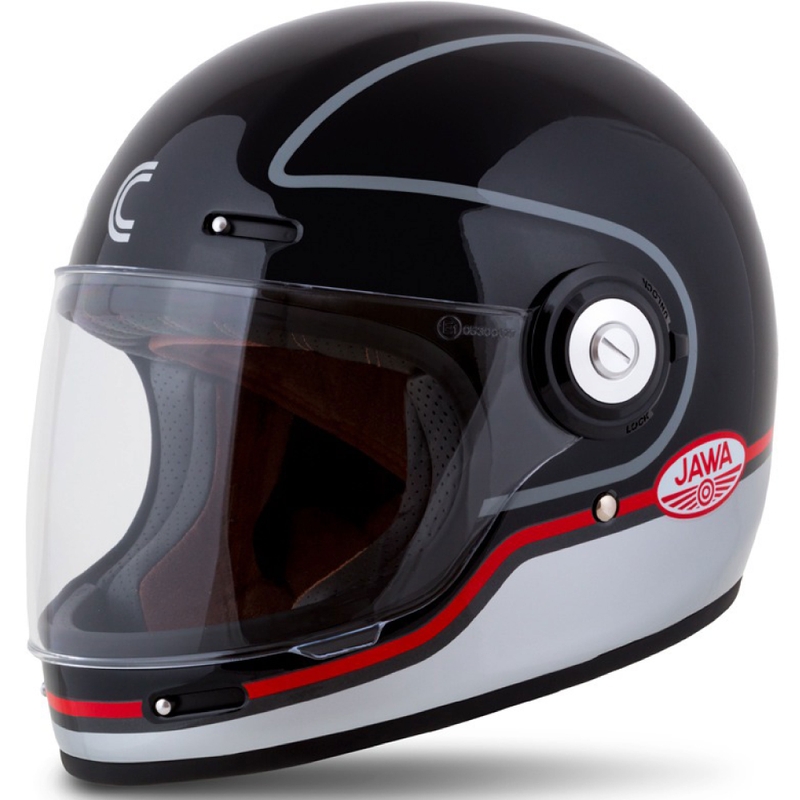 Casco integral de motocicleta Cassida Fibre Jawa Sport negro-plata-rojo 2 - II. calidad