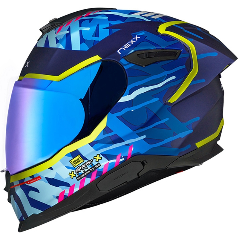 Casco integral de moto Nexx Y.100R Urbangram azul oscuro liquidación - II. calidad
