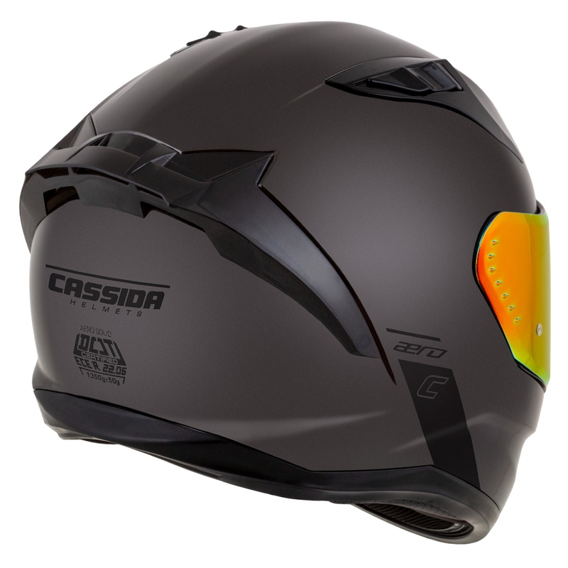 Casco integral para motocicleta Cassida Aero Super Mono, color negro brillante cromado. - II. calidad