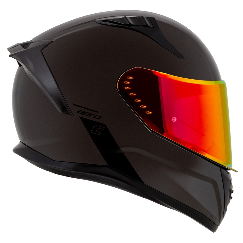 Casco integral para motocicleta Cassida Aero Super Mono, color negro brillante cromado. - II. calidad