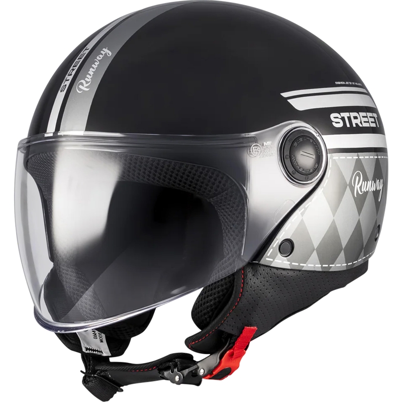 Casco de moto jet MT Street S Runway B2 negro-gris - II. calidad