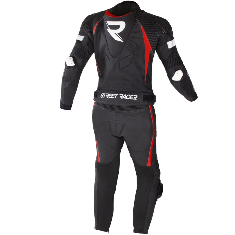 Mono de moto de cuero Street Racer Fast Track 2.1 negro-rojo - II. calidad