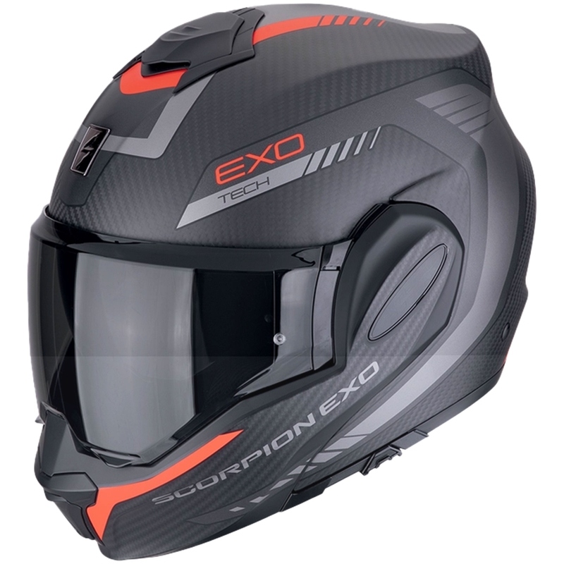 Casco de moto plegable Scorpion EXO-TECH EVO CARBON COSY negro mate-rojo - II. calidad