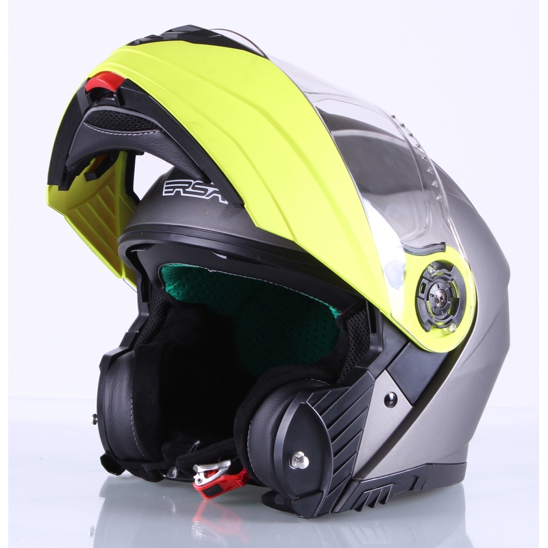 Vyklápěcí přilba na motorku RSA Titanos šedo-fluo žlutá výprodej