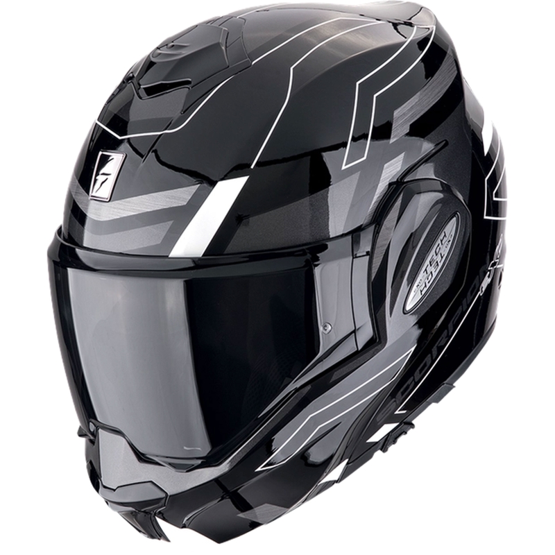 Casco de moto plegable Scorpion EXO-TECH EVO CONQUER blanco y negro - II. calidad