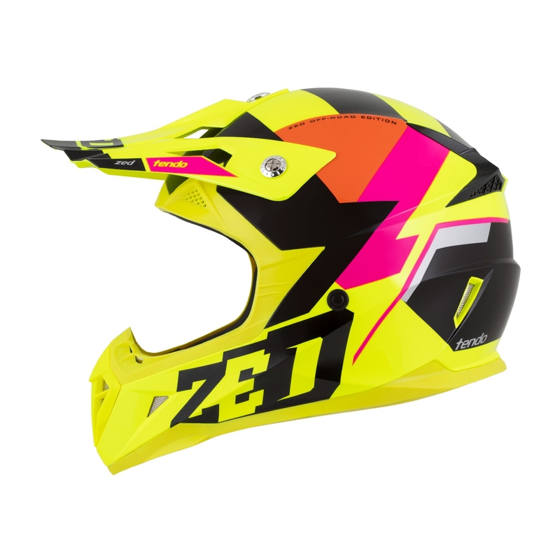 Casco motocross infantil ZED X1.9 Tendo fluo amarillo-rosa-naranja-negro - II. calidad