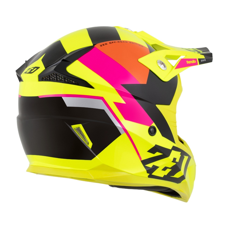 Casco motocross infantil ZED X1.9 Tendo fluo amarillo-rosa-naranja-negro - II. calidad