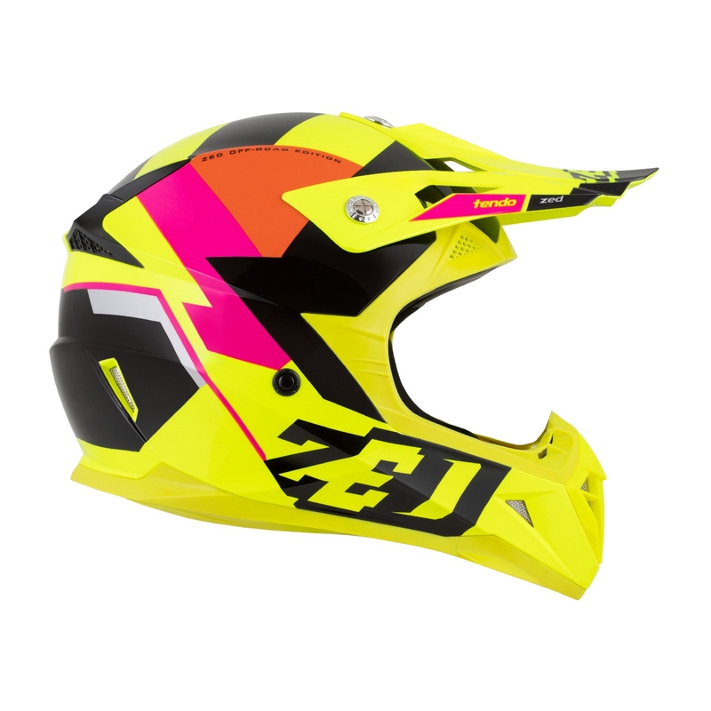 Casco motocross infantil ZED X1.9 Tendo fluo amarillo-rosa-naranja-negro - II. calidad