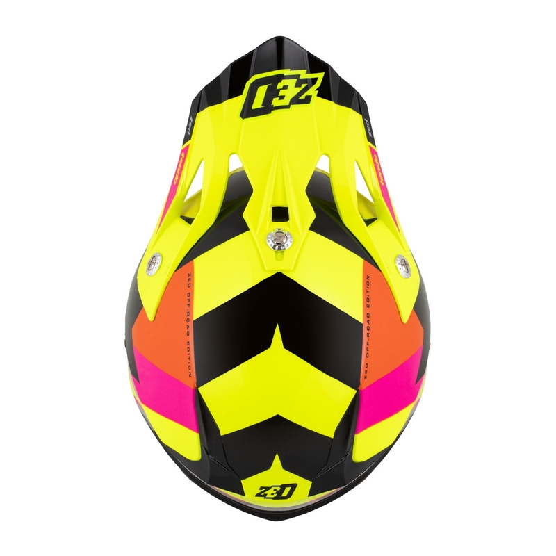 Casco motocross infantil ZED X1.9 Tendo fluo amarillo-rosa-naranja-negro - II. calidad