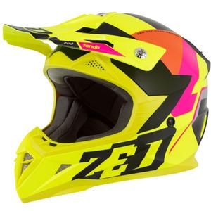 Casco motocross infantil ZED X1.9 Tendo fluo amarillo-rosa-naranja-negro - II. calidad
