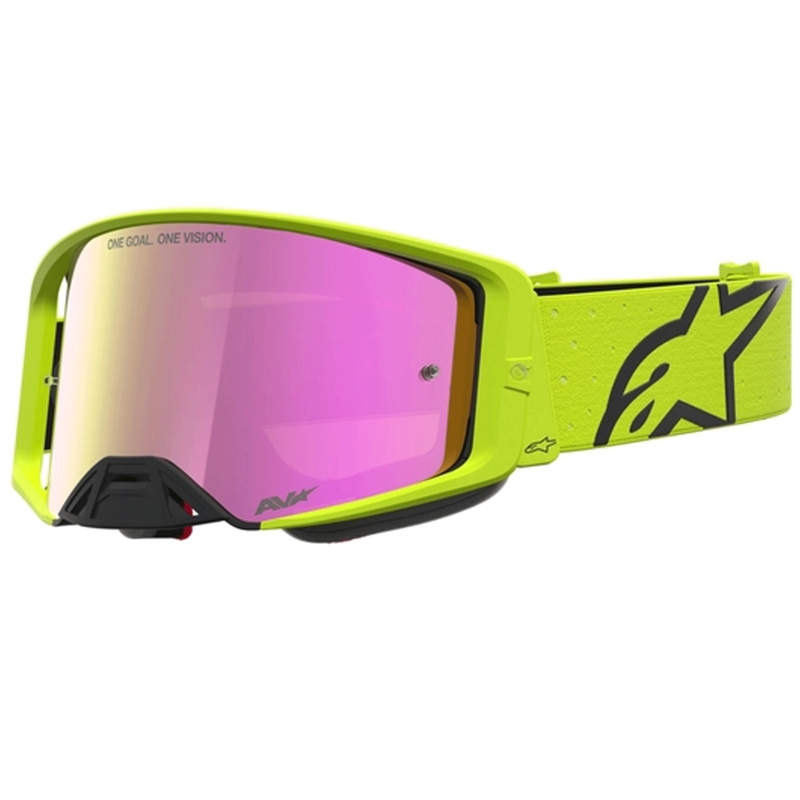 Gafas de motocross Alpinestars Supertech Vesta, color amarillo flúor y negro.