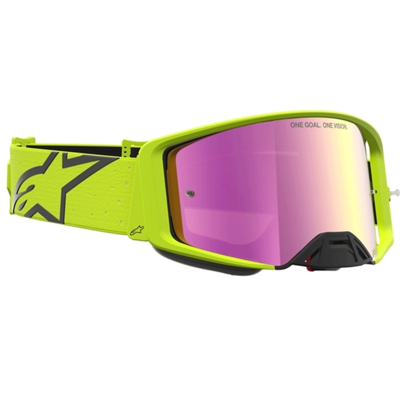 Gafas de motocross Alpinestars Supertech Vesta, color amarillo flúor y negro.