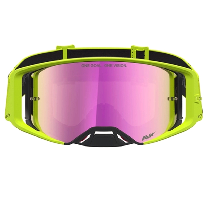 Gafas de motocross Alpinestars Supertech Vesta, color amarillo flúor y negro.