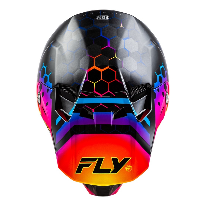 Casco motocross FLY Racing Formula CC Tektonic negro-amarillo-rosa - II. calidad