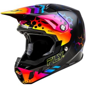 Casco motocross FLY Racing Formula CC Tektonic negro-amarillo-rosa - II. calidad