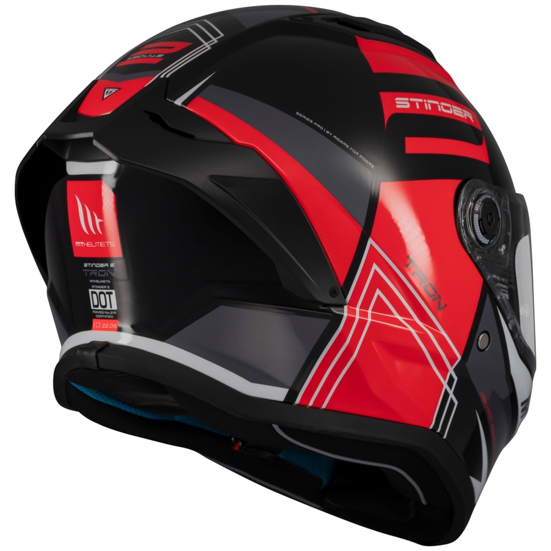 Casco de moto integral MT Stinger 2 Tron negro-rojo-gris - II. calidad