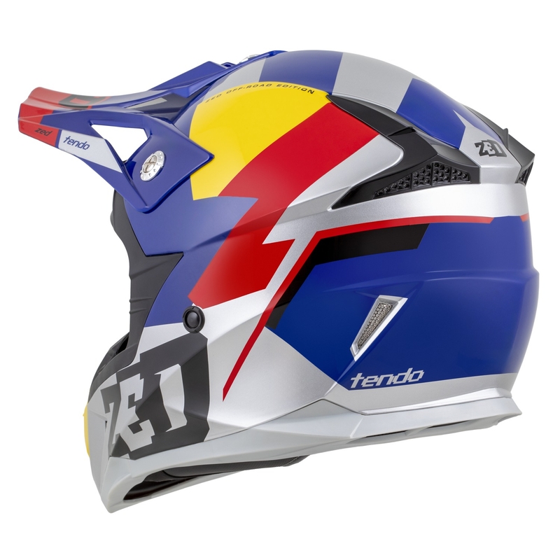 Casco de motocross ZED X1.9 Tendo azul perla-rojo-amarillo-plata - II. calidad