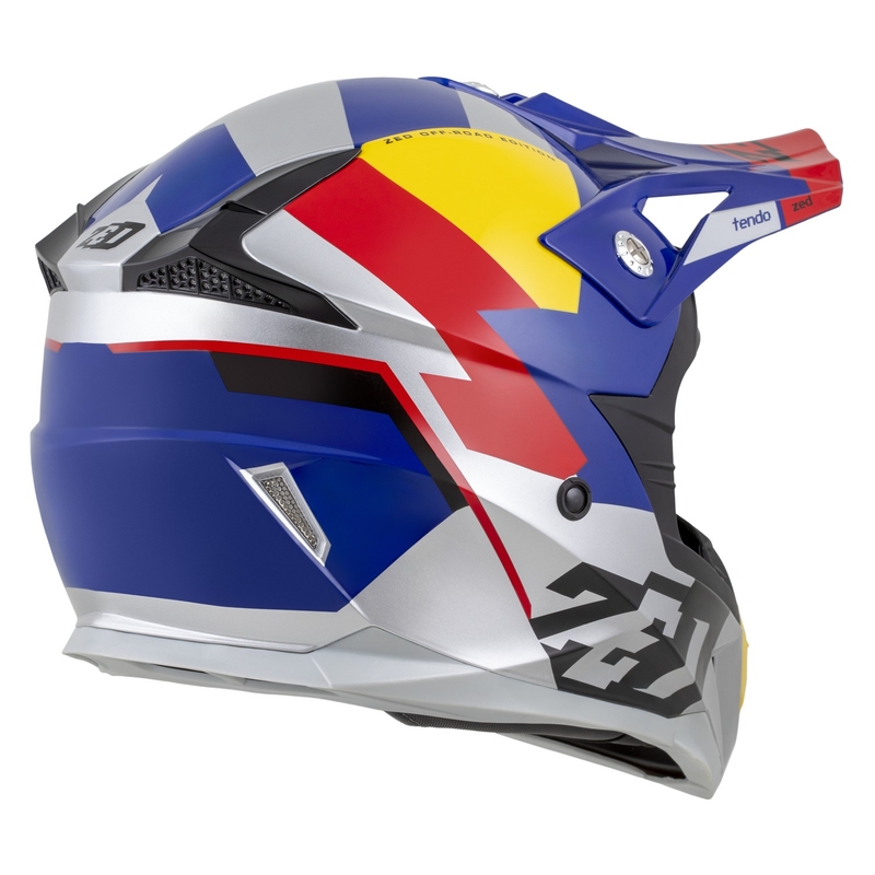 Casco de motocross ZED X1.9 Tendo azul perla-rojo-amarillo-plata - II. calidad