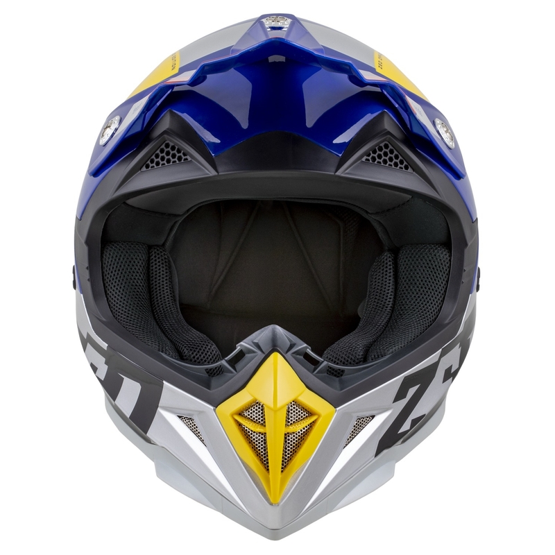 Casco de motocross ZED X1.9 Tendo azul perla-rojo-amarillo-plata - II. calidad