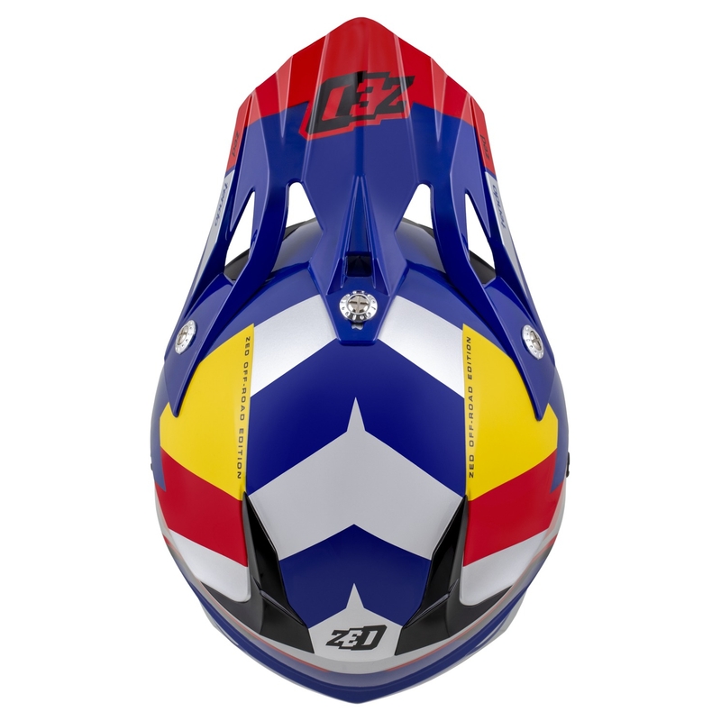Casco de motocross ZED X1.9 Tendo azul perla-rojo-amarillo-plata - II. calidad
