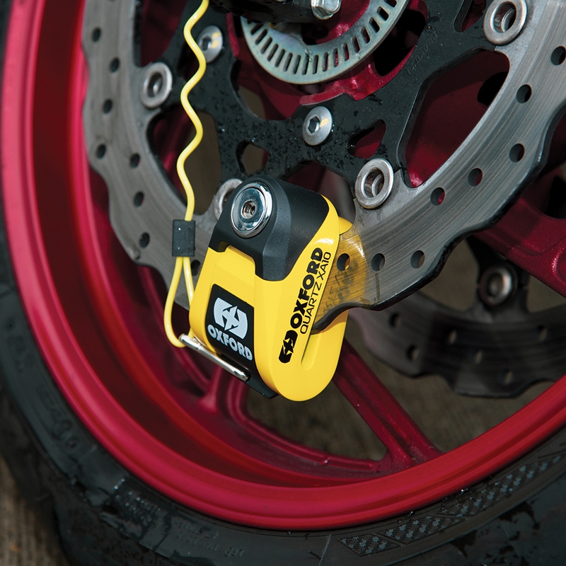 Candado de freno de disco Oxford Quartz Alarm XA10 amarillo-negro - II. calidad
