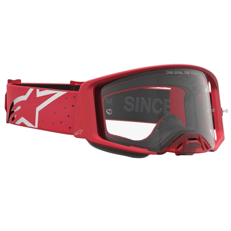 Gafas de motocross Alpinestars Supertech Vesta rojo flúor cromado (plexiglás transparente)