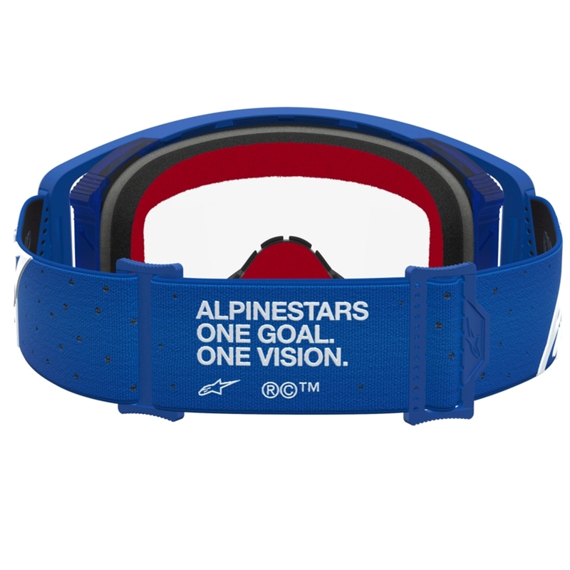 Gafas de motocross Alpinestars Supertech Vesta azul-blanco con plexiglás transparente
