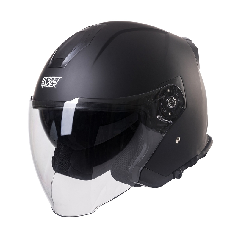 Casco moto abierto Street Racer SR 01 MotoZem Performance negro liquidación