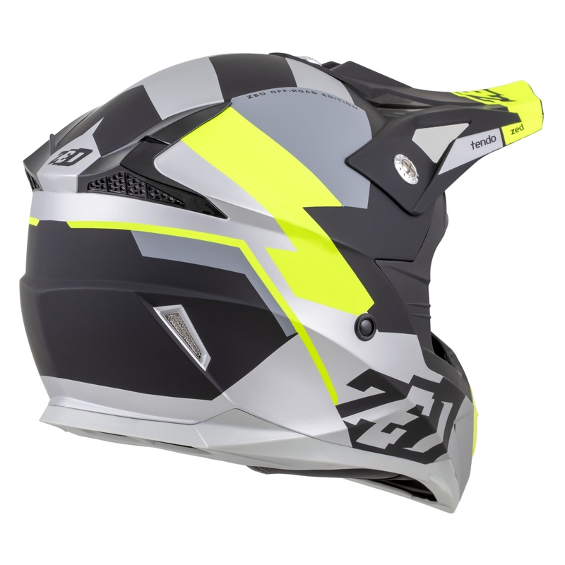 Casco de motocross infantil ZED X1.9D TENDO negro mate-gris oscuro-gris claro-amarillo fluo - II. calidad