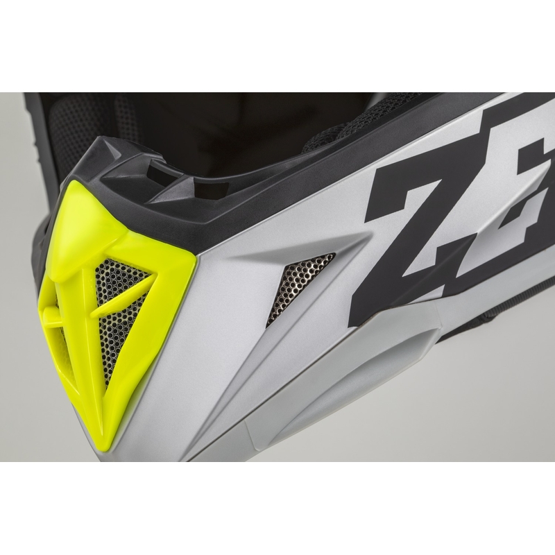 Casco de motocross infantil ZED X1.9D TENDO negro mate-gris oscuro-gris claro-amarillo fluo - II. calidad