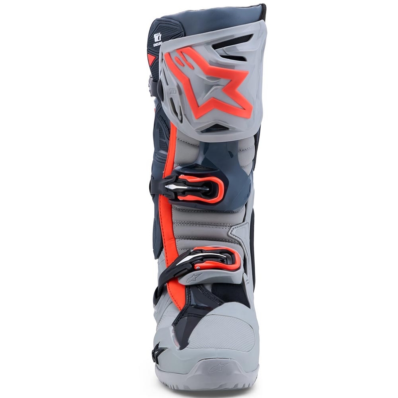 Botas de moto Alpinestars Tech 10 Enduro Gris-Gris oscuro-Rojo flúor