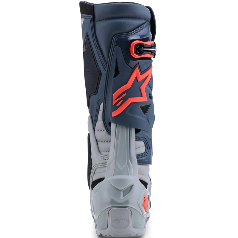 Botas de moto Alpinestars Tech 10 Enduro Gris-Gris oscuro-Rojo flúor