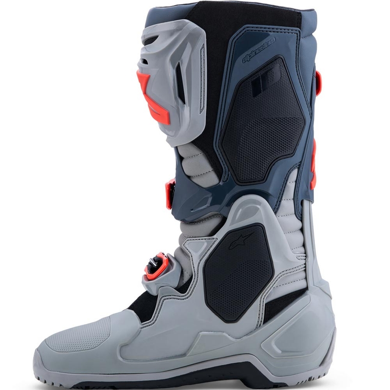 Botas de moto Alpinestars Tech 10 Enduro Gris-Gris oscuro-Rojo flúor
